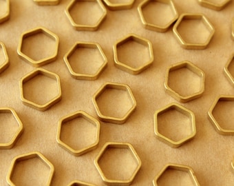 50 pc. Raw Brass Hexagon Links: 12mm | FI-025*