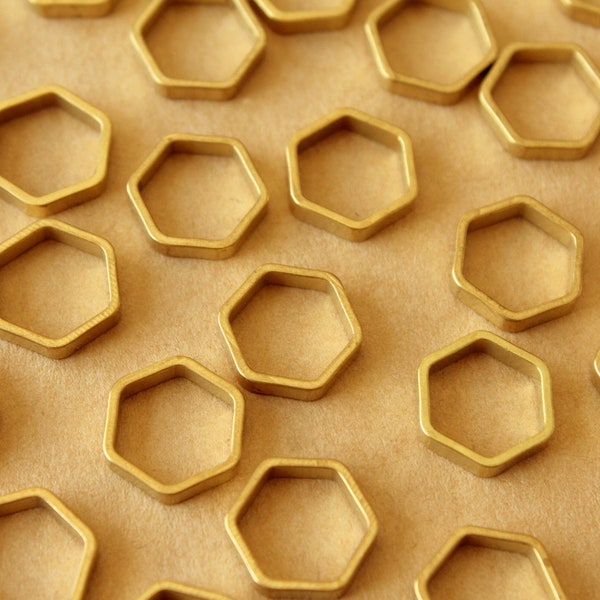 50 pc. Raw Brass Hexagon Links: 12mm | FI-025*