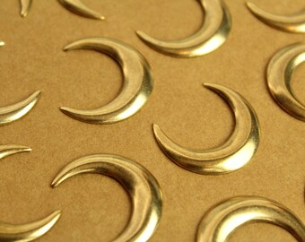 6 pc. Antique Brass Plated Rounded Moons: 23mm by 27mm - made in USA | AB-201