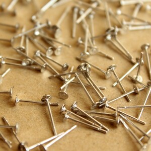 100 pc. Silver Plated Earring Posts, 3mm pad FI-221-2 image 3