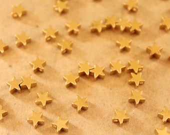 25 pièces Perles étoiles en laiton brut, 5 mm de diamètre | FI-407