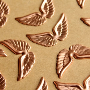 6 pc. Raw Copper Angel Wings: 29mm by 16mm - made in USA | RB-815