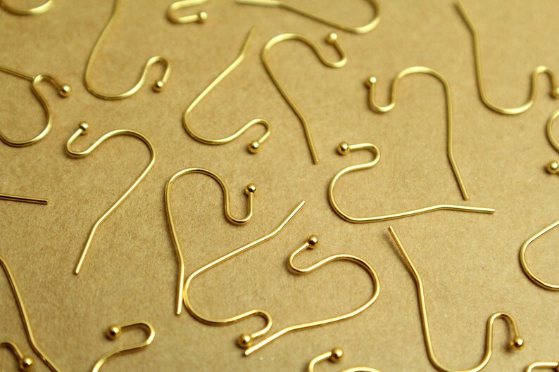 20 pc. Gold Stainless Steel Ball End Earwires 20mm long FI-570 image 3