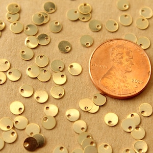 20 pc. 24K Gold Plated Brass Tiny Circle Charms, 4mm diameter FI-667 image 3