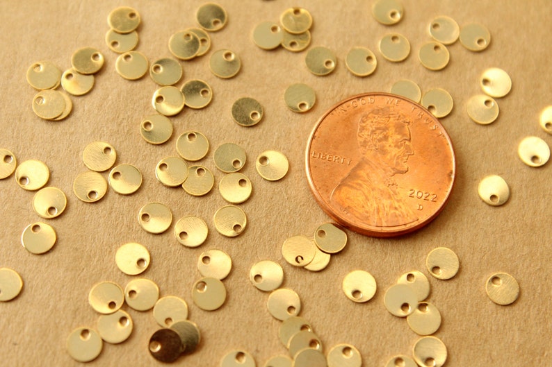 20 pc. 24K Gold Plated Brass Tiny Circle Charms, 4mm diameter FI-667 image 3