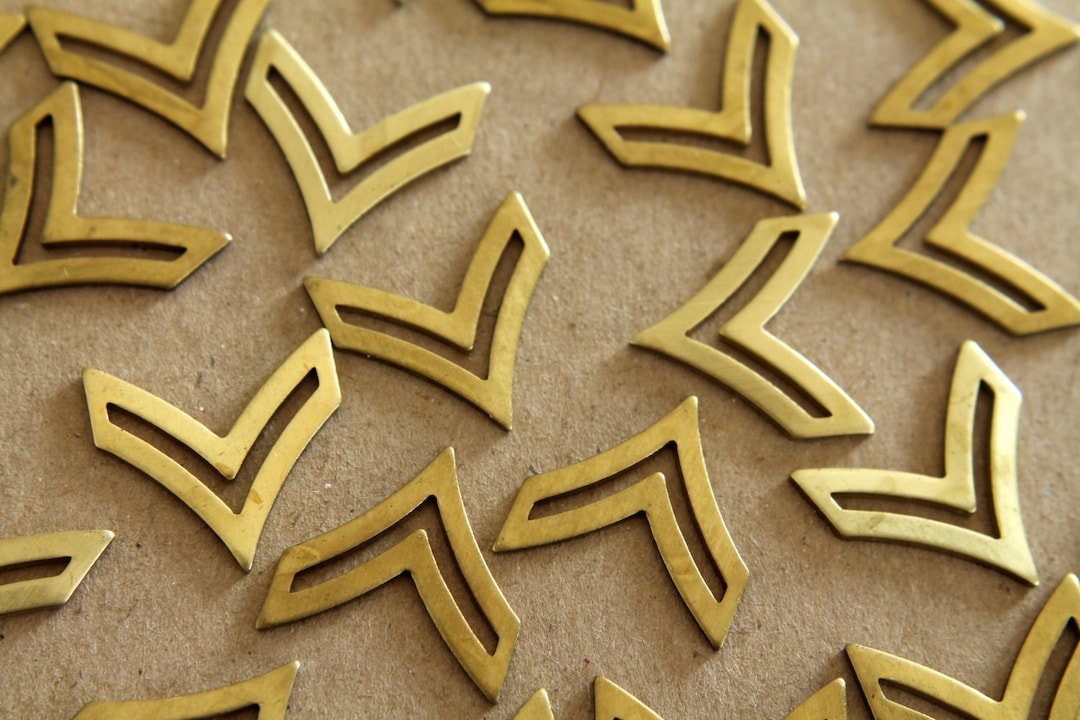 4 Pc. Raw Brass Single Chevron Charm: 21mm by 21mm - Made in USA