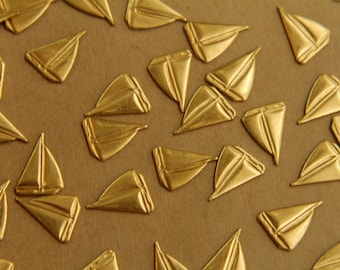 14 pc. Small Raw Brass Sailboat Stampings: 13mm by 10mm - Made in USA | RB-419