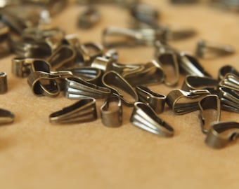 100 pc. Antique Bronze Plated Brass Pinch Bails: 9mm by 3mm | FI-131