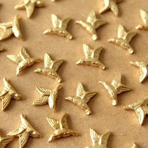 4 pc. Raw Brass Hummingbird Charms: 10mm by 9.5mm - made in USA | RB-1415