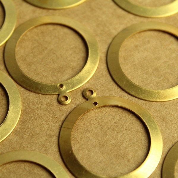 4 pc. Raw Brass Open Circle Charms: 35mm by 39mm - made in USA | RB-1290