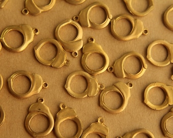 5 pc. Small Raw Brass Handcuff Charms: 16.5mm by 12mm - made in USA | RB-394