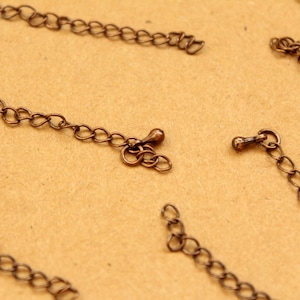 20 pc. Antique Copper Chain Extenders with Drop End Piece, ~ 60 mm long | FI-306
