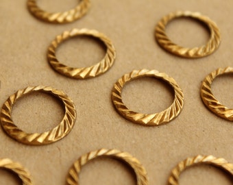 8 pc. Raw Brass Fancy Circles: 18mm diameter - made in USA | RB-677
