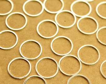 50 pc. Bright Silver Plated Brass Circle Links: 14mm diameter | FI-526