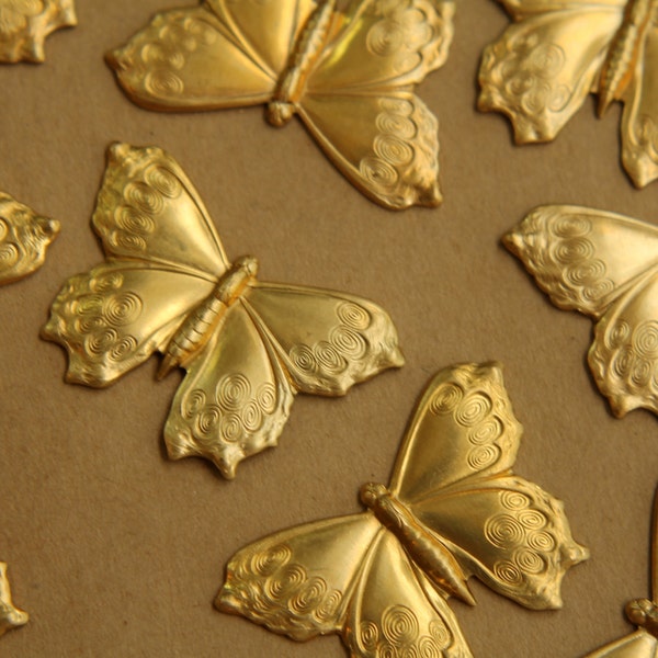 1 pc. Large Raw Brass Butterflies: 38mm by 26mm - made in USA | RB-402