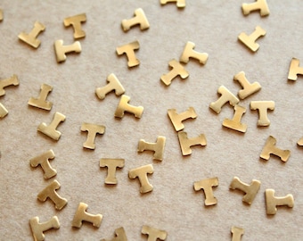 6 pc. Tiny Raw Brass Letter T Stampings - 5.5mm by 5.5mm - made in USA | RB-1176