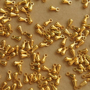 100 pc. Gold Plated Drop End Pieces FI-099 image 1