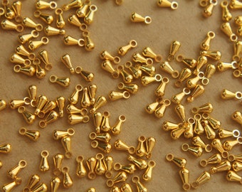 100 pc. Gold Plated Drop End Pieces  | FI-099