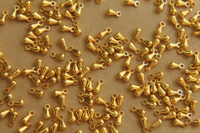 100 pc. Gold Plated Drop End Pieces FI-099 image 1