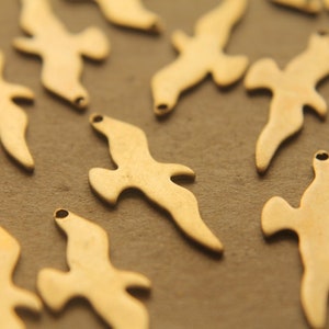 8 pc. Small Raw Brass Seagull Charms: 25mm by 10.5mm made in USA RB-214 image 2