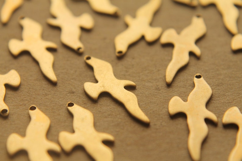 8 pc. Small Raw Brass Seagull Charms: 25mm by 10.5mm made in USA RB-214 image 2