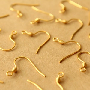 20 pc. Gold Stainless Steel Earwires 18mm long FI-673 image 2