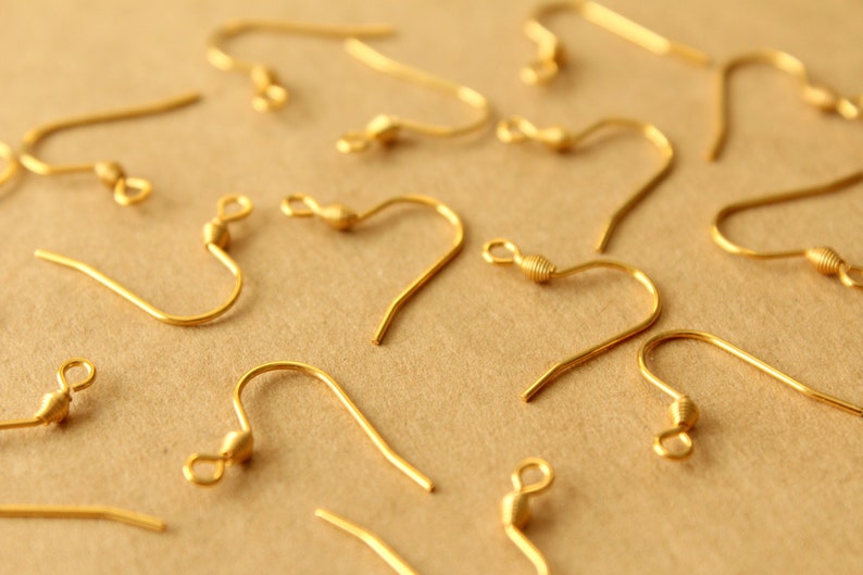 20 pc. Gold Stainless Steel Earwires 18mm long FI-673 image 2
