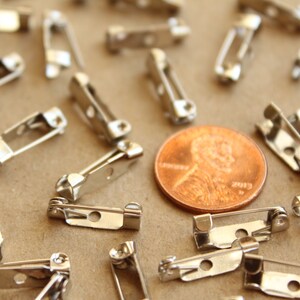 50 pc. Silver Brooch Finding, 15mm long FI-247 image 4