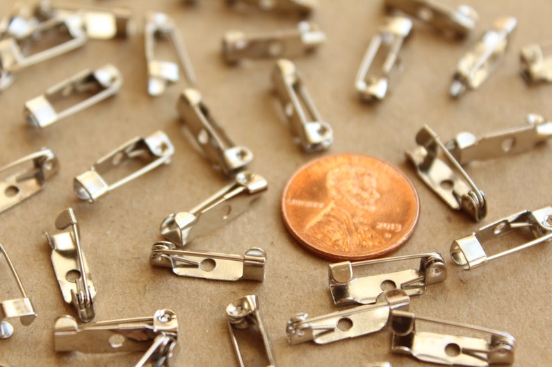 50 pc. Silver Brooch Finding, 15mm long FI-247 image 4