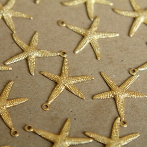 8 pc. Raw Brass Starfish Charms: 19mm by 22mm - made in USA | RB-313