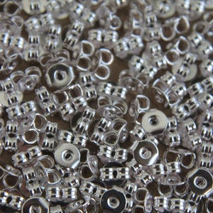 100pc. Bright Silver Plated Earnuts, Nickel Free FI-004 image 2