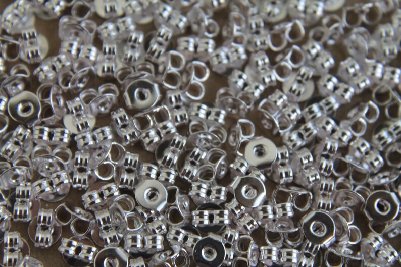 100pc. Bright Silver Plated Earnuts, Nickel Free FI-004 image 2