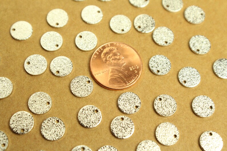 Platinum Plated Brass Textured Circle Charms 8mm in diameter FI-574 6 pc