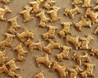 12 pc. Tiny Raw Brass Scottish Terrier Dogs: 8mm by 7mm - made in USA | RB-051