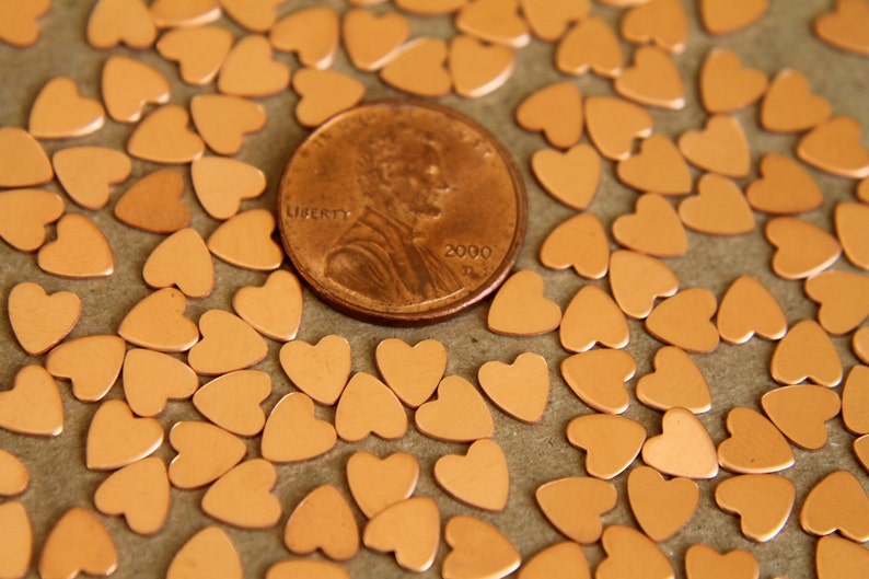 24 pc. Tiny Raw Copper Heart: 5mm by 6mm made in USA RB-273 image 3