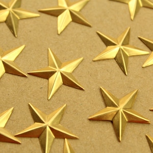 10 pc. Raw Brass Barn Stars: 24mm by 24mm - made in USA | RB-1368