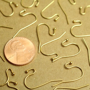 20 pc. Gold Stainless Steel Ball End Earwires 20mm long FI-570 image 4