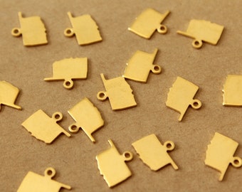 6 pc. Gold Plated Brass Oklahoma State Charms / Blanks: 11mm by 9mm - made in USA | GLD-208