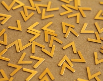 24 pc. Small Raw Brass Chevron Arrow Stampings : 9.5mm by 9mm  - made in USA | RB-248