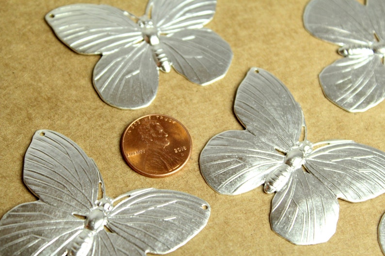 1 pc. Silver Plated Brass Butterfly Stamping: 52mm by 38mm made in USA SI-299 image 4