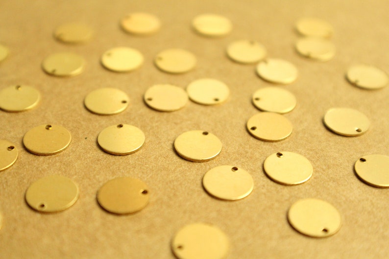 made in USA 16 pc RB-1312 Raw Brass Circle Charms: 8.5mm in diameter