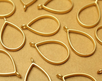 8 pc. Matte Gold Teardrop Open Backed Bezel Setting, 40mm by 20.5mm | FI-565