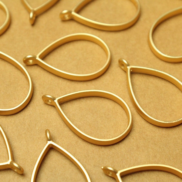 8 pc. Matte Gold Teardrop Open Backed Bezel Setting, 40mm by 20.5mm | FI-565