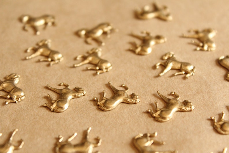 RB-1109 made in USA Raw Brass Small Trotting Horse Stampings: 15mm by 14.5mm 3 pc