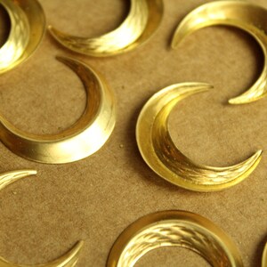 8 pc. Raw Brass Domed Textured Moons: 23.5mm by 27mm made in USA RB-1276 image 2