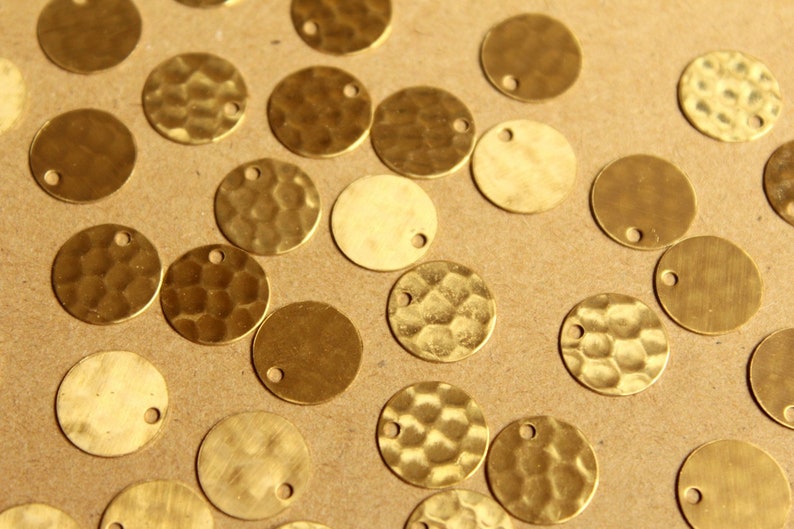 16 pc. Raw Brass Hammered Circle Charms: 11mm in diameter made in USA RB-893 image 2