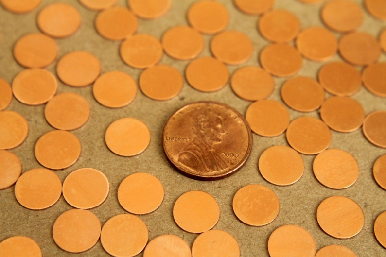 12 pc. Small Raw Copper Circles: 10 mm diameter made in USA RB-282 image 3