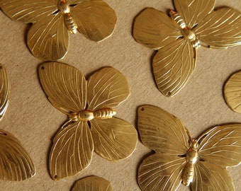 1 pc. Raw Brass Butterfly Stamping: 52mm by 38mm - made in USA | RB-121