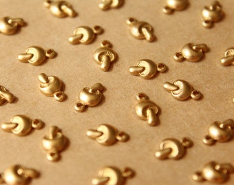 10 pc. Tiny Raw Brass Mushrooms: 8mm by 5mm - made in USA | RB-747