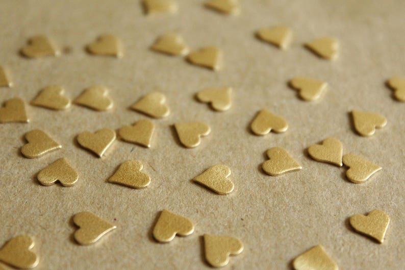 12 pc. Raw Brass Frosted Hearts: 8mm by 8mm made in USA RB-1053 image 3
